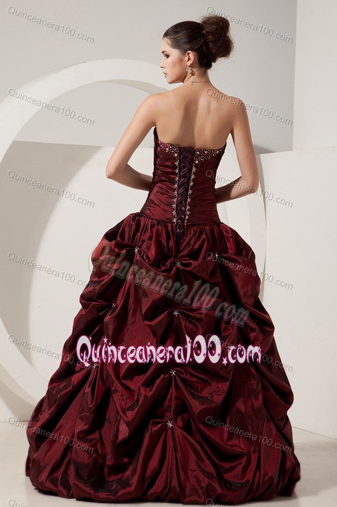Pretty Pick-ups Beaded Burgundy Dress for Quince for Wholesale