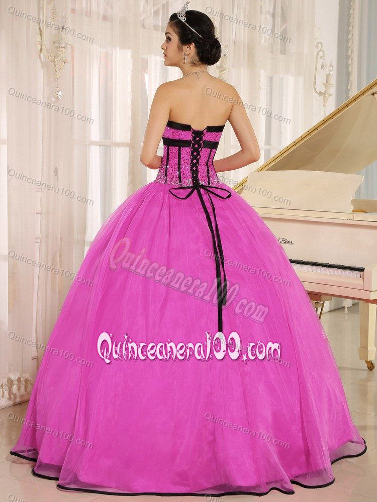 Rose Pink Sweetheart Beading Organza Puffy Dress for Sweet 15