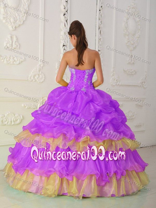 Multi-Color Layered Organza Beaded Sweet Sixteen Dresses