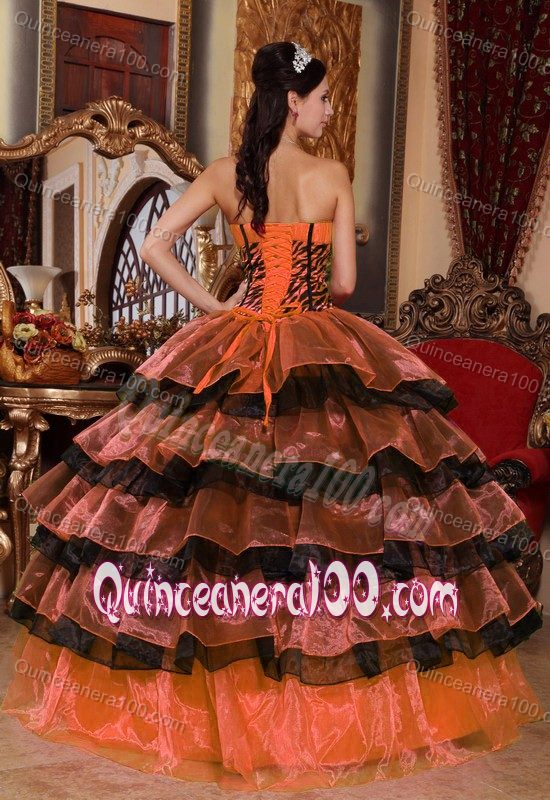 Multi-color Sweetheart Layered Organza Quinceanera Dresses