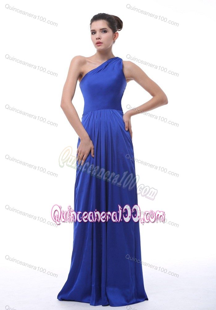 Taffeta One Shoulder Royal Blue Dama Quinceanera Dress with Pleat