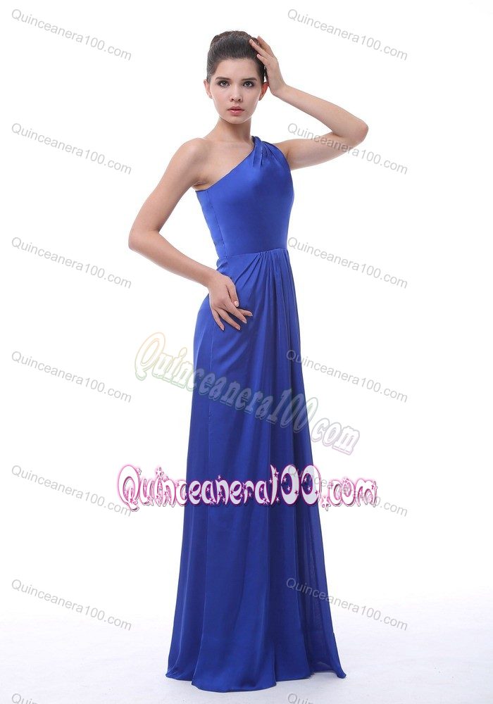 Taffeta One Shoulder Royal Blue Dama Quinceanera Dress with Pleat