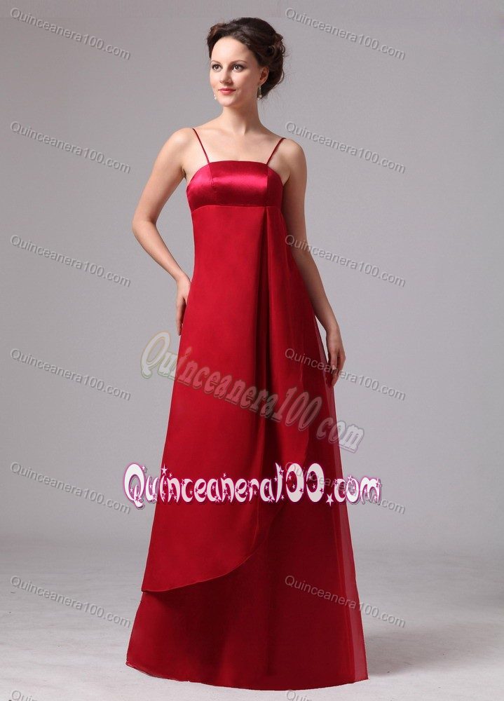 Wine Red Dama Quinceanera Dress with Straps in Chiffon and Satin