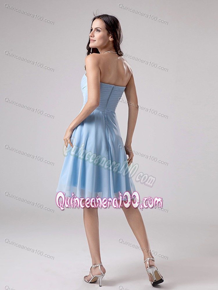 Sweetheart Light Blue Dama Dress with Handmade Flower and Ruches