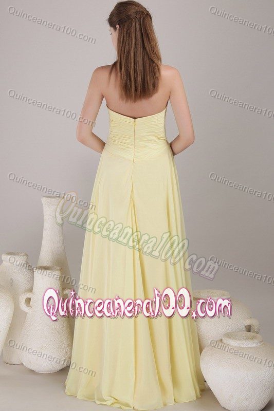 Yellow Empire Sweetheart Neck Floor-length Bridesmaid Dama Dresses