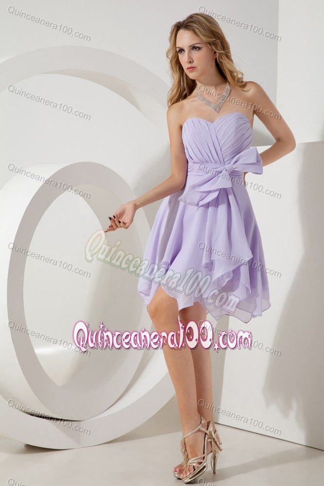 Lilac Empire Sweetheart Dama Dresses with Ruched Bodice