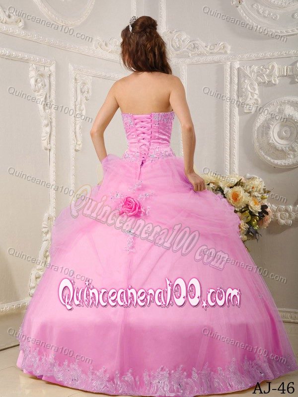Wholesale Appliques Sweet Sixteen Dress with Hand Made Flowers