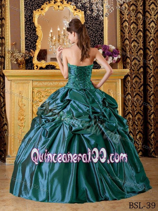 Taffeta Strapless Appliques Dress for Quince Floor-length in Vogue