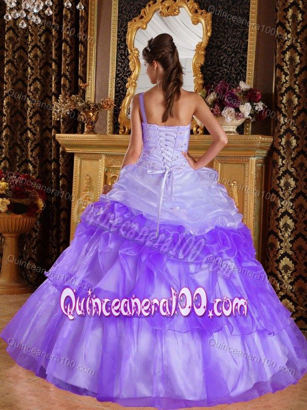 Romantic One Shoulder Appliques Pick-ups Dresses for a Quinceanera