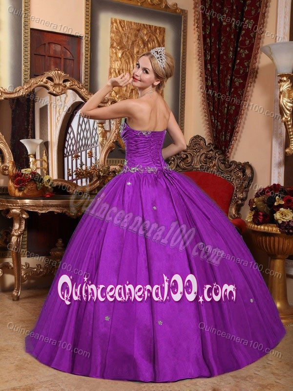 Strapless Appliques and Ruches Bust Pleated Sweet Sixteen Dresses