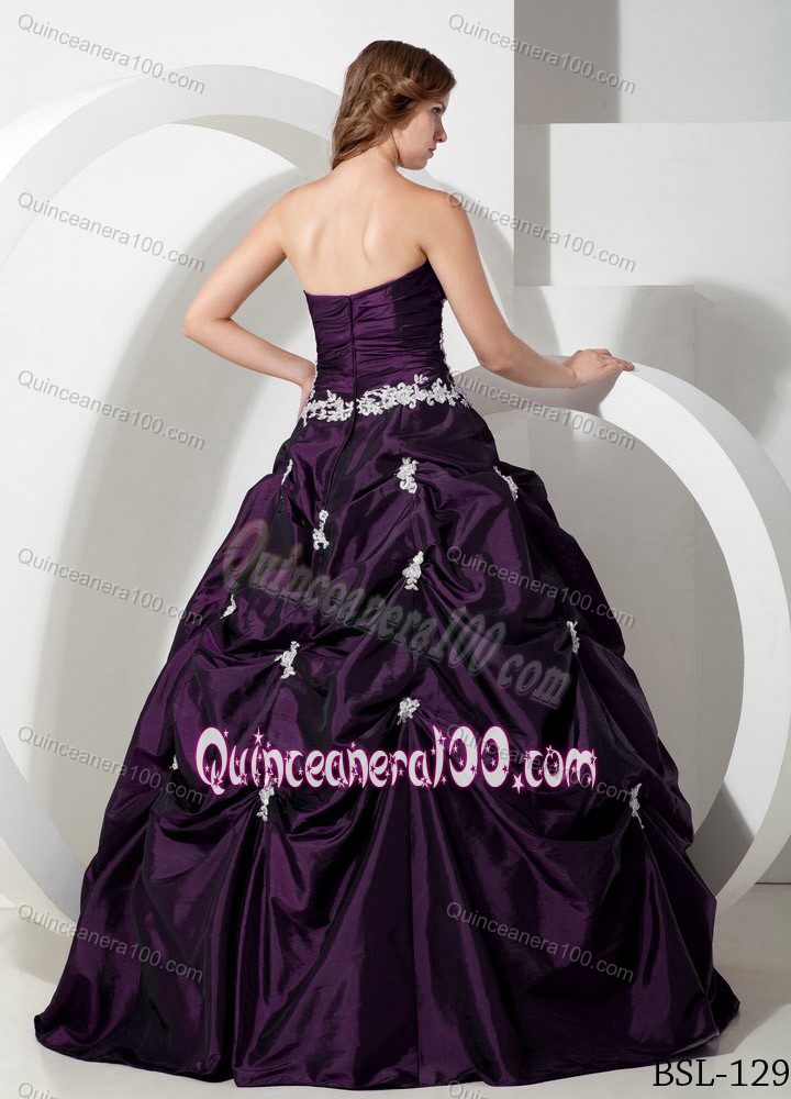 Impressive Pick-ups Appliques Quinceanera Dresses in Dark Purple