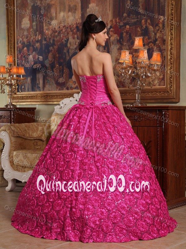 Unique Beaded Dresses for Sweet 16 with Special Embossed Fabric