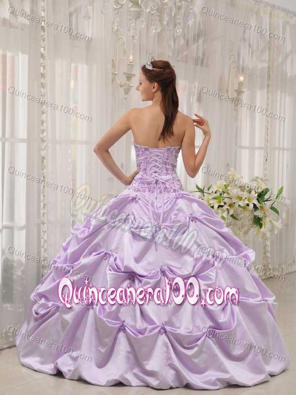 Lavender Strapless and Pick-ups Accent Sweet 16 Dresses