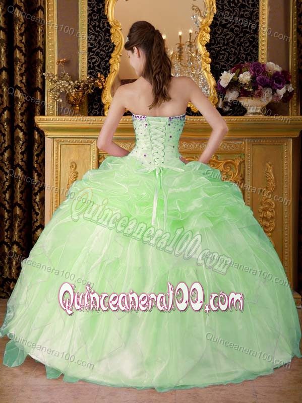 Pretty Apple Green Pick-ups Quinceanera Dresses with Beading