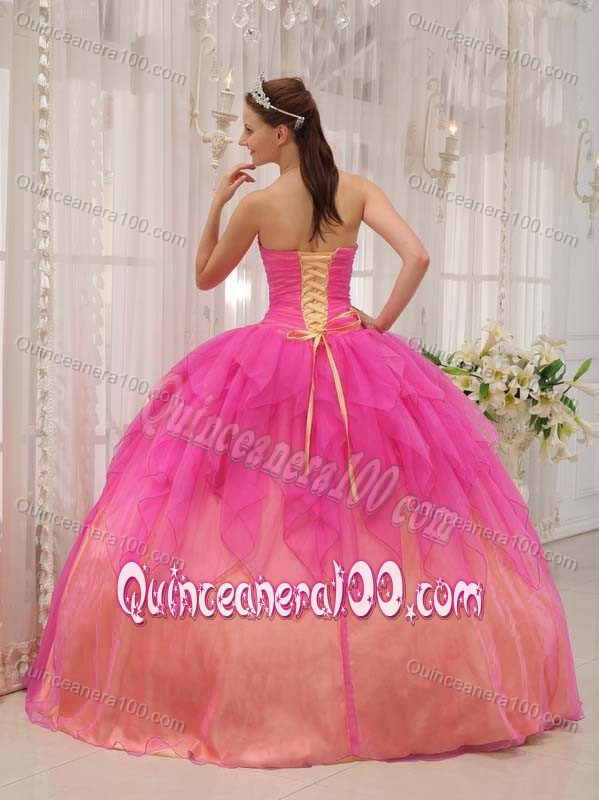 Romantic Strapless Beading Ruche Dresses Quinceanera with Layers
