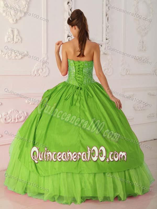 Fabulous Multi-tiered Spring Green Sweet 16 Dresses with Beading
