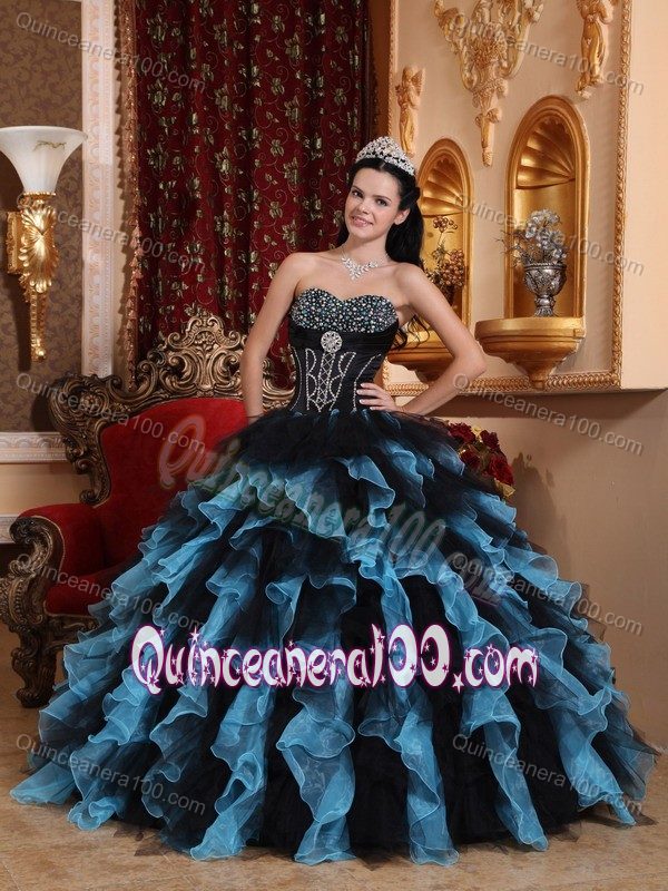 Tulle and Organza Beading Dresses Quinceanera with Ruffled Layers