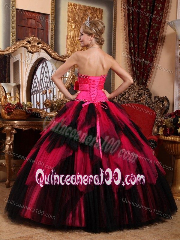 Beading Strapless Multi-Color Ruffles Quinceanera Gowns with Bow