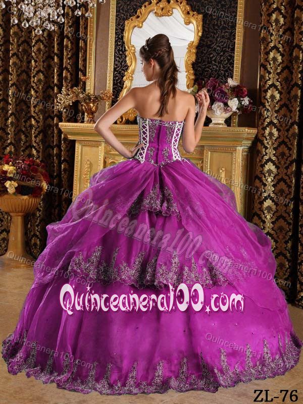 Customer Made Corset Appliqued Fuchsia Dresses for Quince