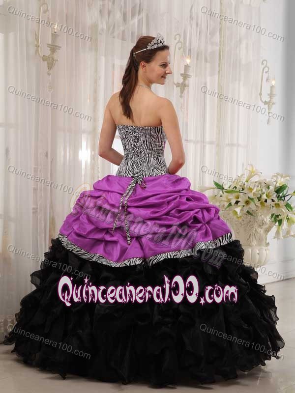 Brand New Pick-ups and Ruffles Zebra Colorful Dresses Quinceanera