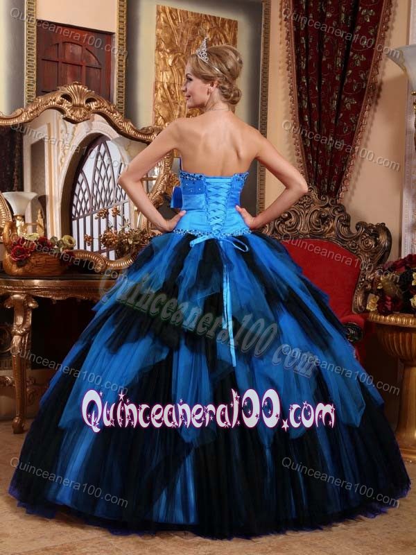 Wonderful Strapless Two-toned Quinceanera Gowns with Bowknot
