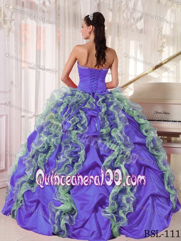 Ball Gown Strapless Ruffled Two-toned Sweet Sixteen Dresses