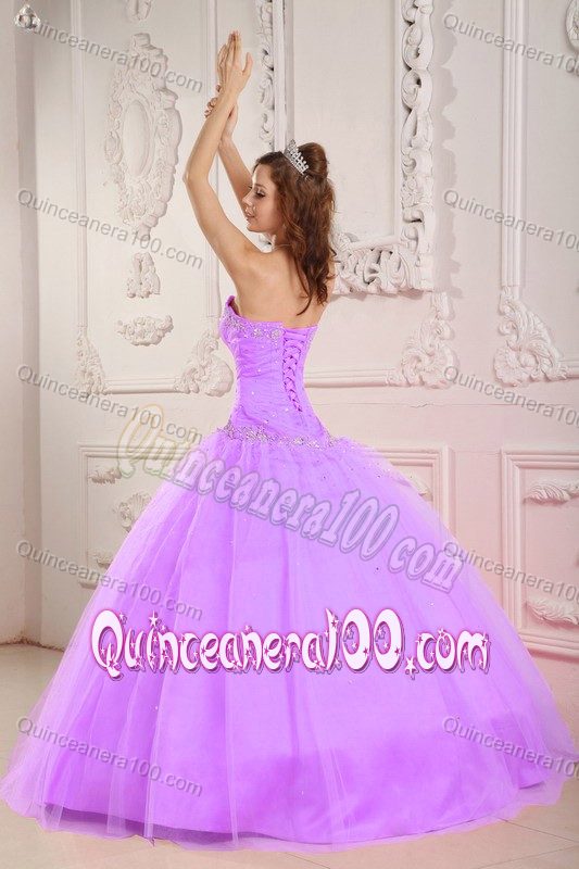 Lilac Sweetheart Floor-length Tulle Dress for Quinceanera