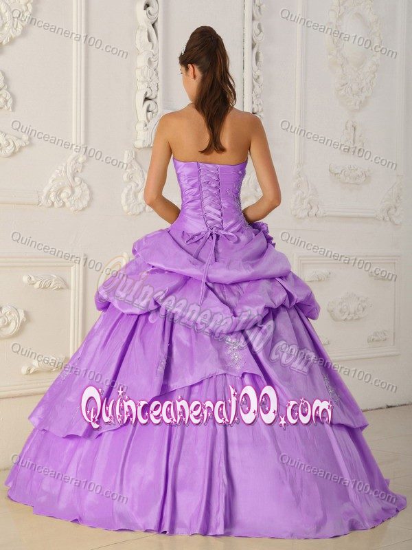 Lilac Princess Taffeta Quinceanera Gown Dresses with Beading