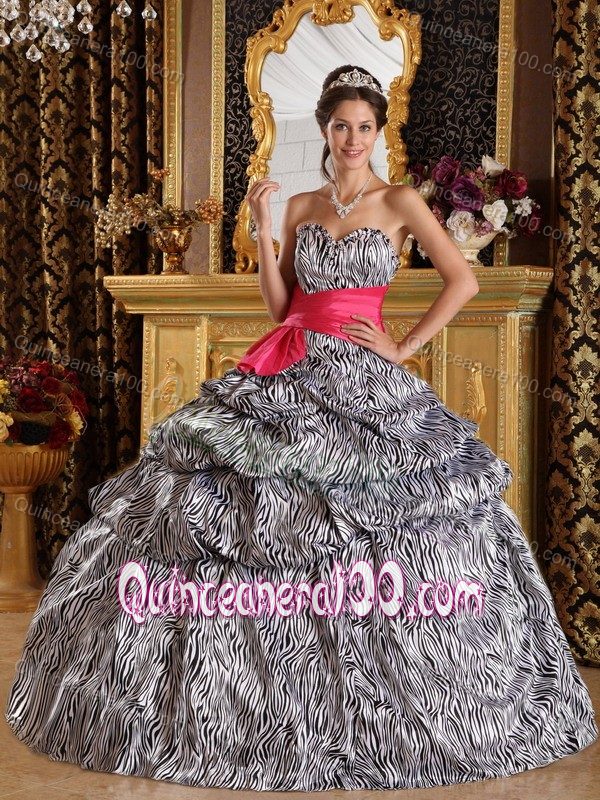 Most Popular Non-traditional Sweetheart Zebra Quinceanera Dress For sale