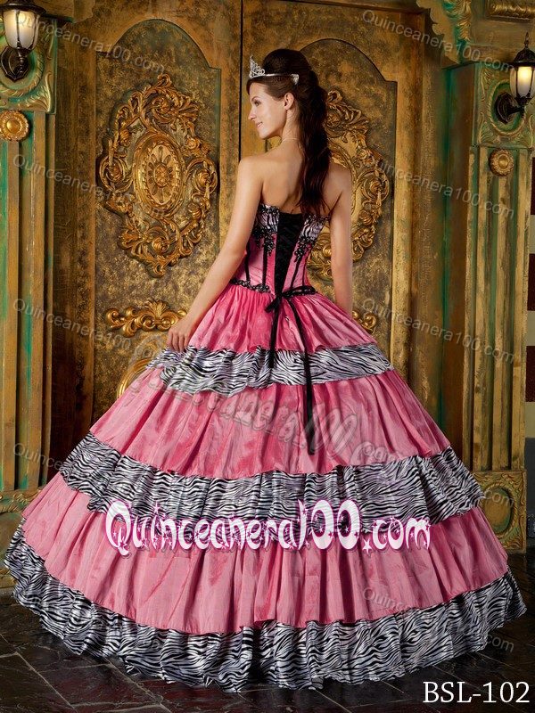Dashing Ball Gown Sweetheart Quinceanera Dress with Zebra Ruffles