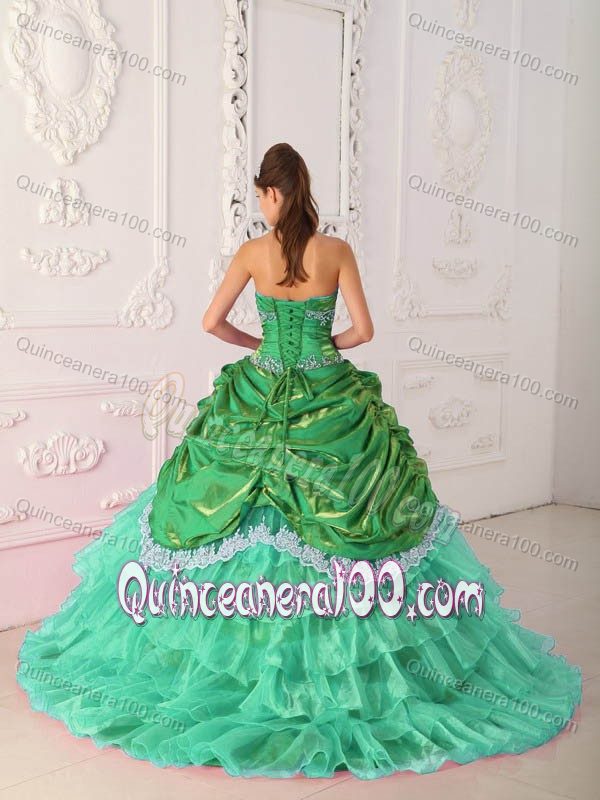 Apple Green and Lime Green Sweet 15th Dress with Appliques