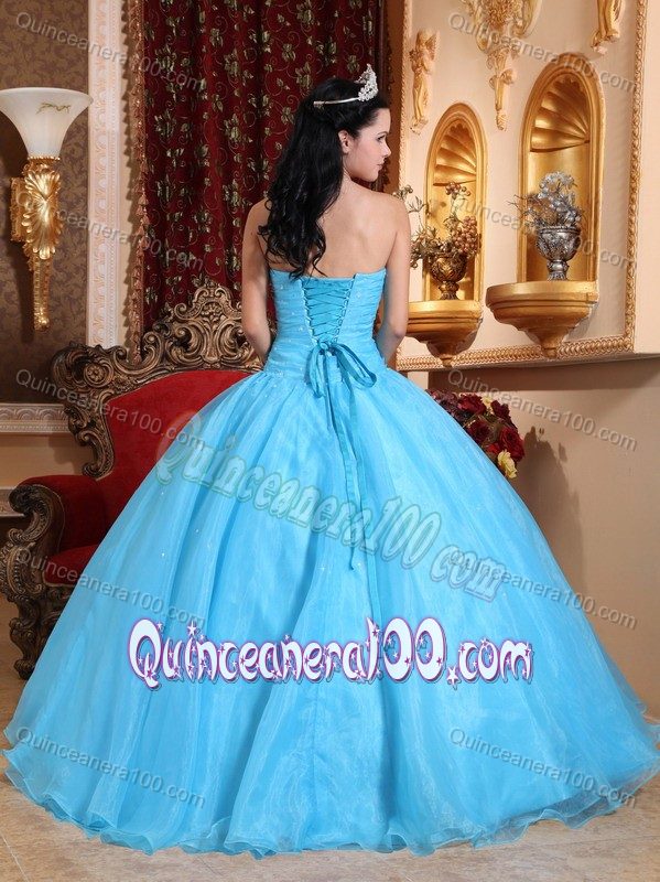 Strapless Baby Blue Dresses for Quinceanera with Appliques