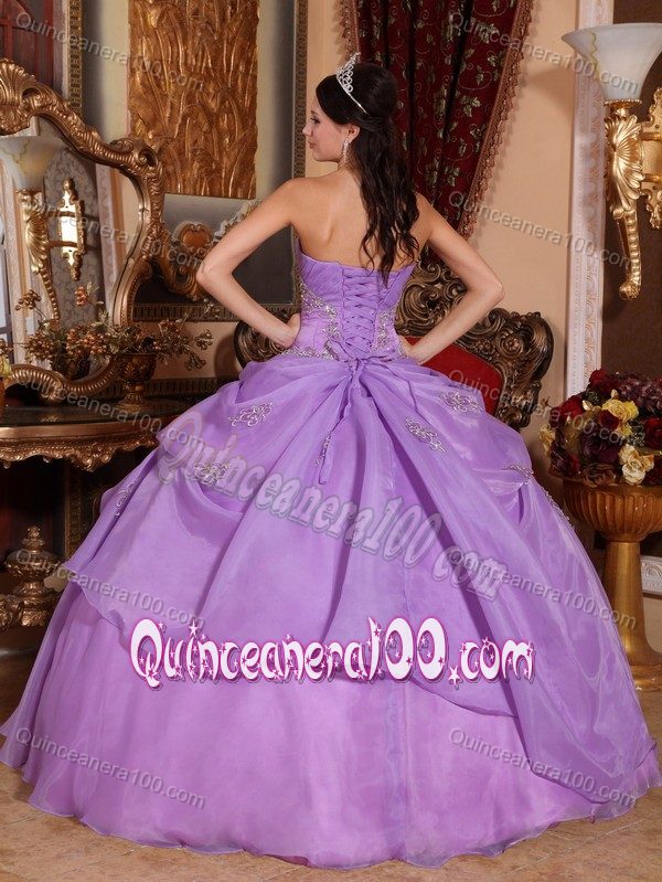 Lilac Strapless Sweet 15 Dresses in Organza with Beading