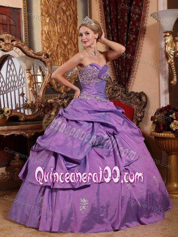 Lavender Ruched Sweetheart Quinceanera Dress in Taffeta