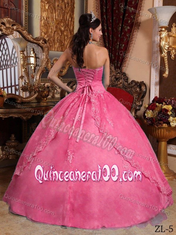 Strapless Sweet Sixteen Dresses by Organza with Appliques