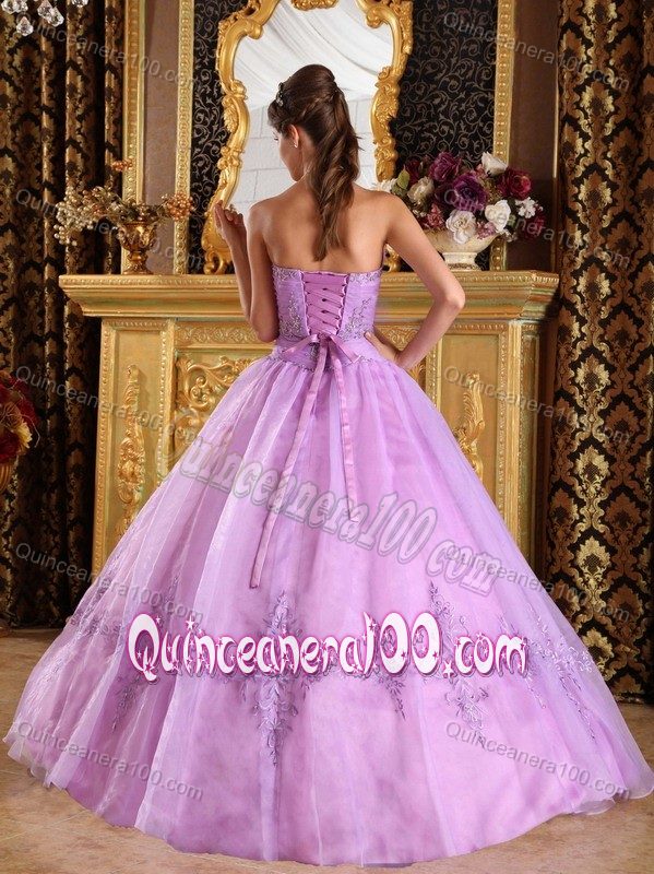 Lavender Tulle Quince Dress with Ruched Bodice and A-Line / Princess Skirt