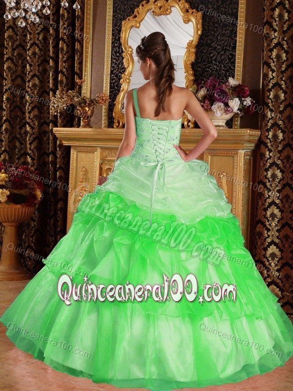 Eye Catching One Shoulder Pick-ups Two-toned Sweet 16 Dress