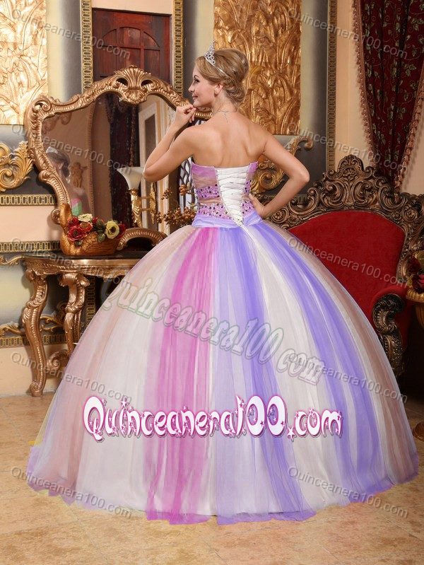 Multi-colored Strapless Beading Ruffled Tulle Dresses Quince