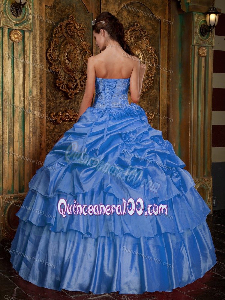 Baby Blue Multi-tiered Pick-ups Quinceanera Party Dress