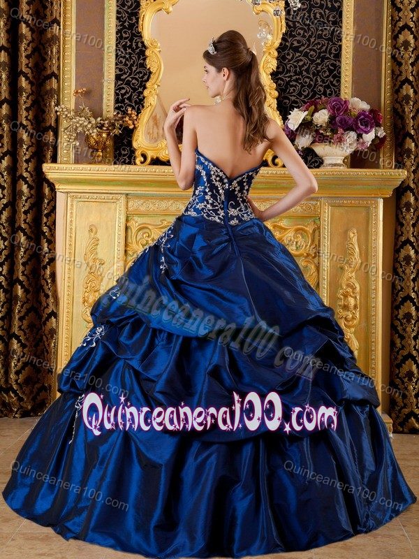 Attractive Royal Blue Pick-ups Taffeta Appliques Sweet 15 Dresses