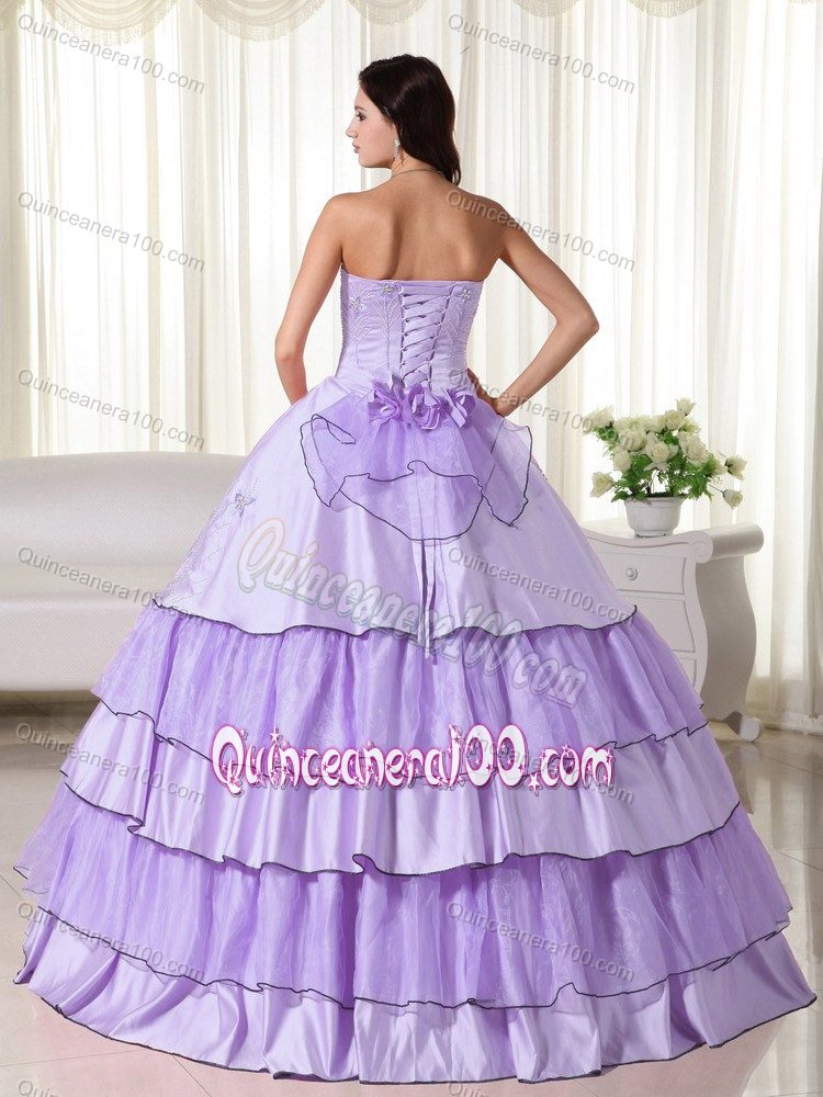 Lavender Layered and Beaded Taffeta Sweet Sixteen Dresses