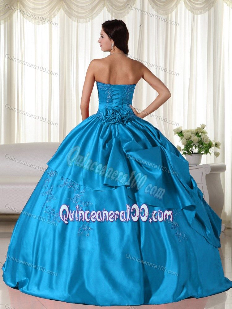 Aqua Blue Ball Gown Taffeta Sweet Sixteen Dresses with Pick-ups