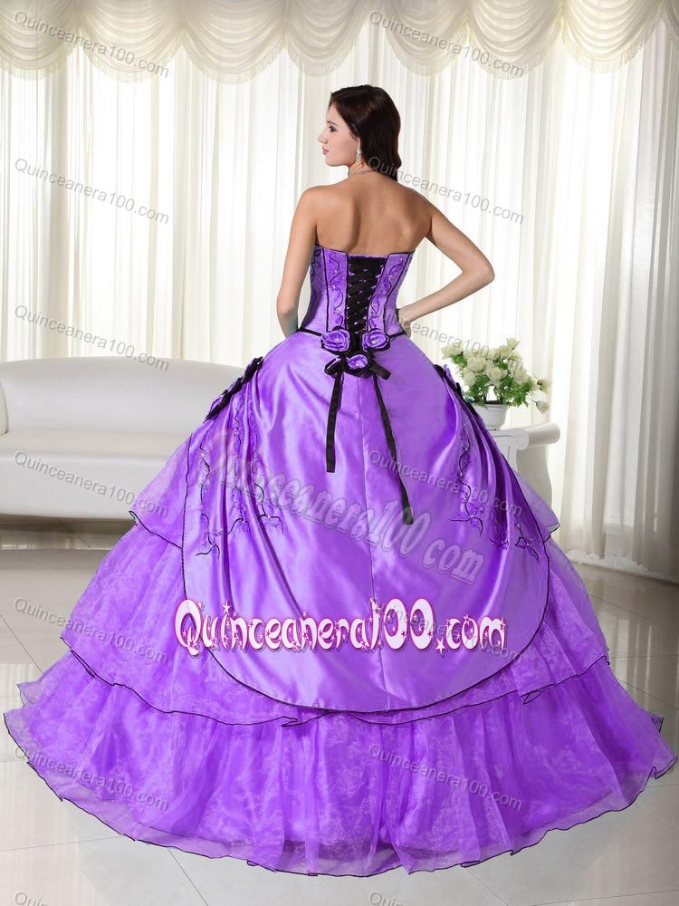 Purple Strapless Organza Quinceanera Gown Dresses On Sale