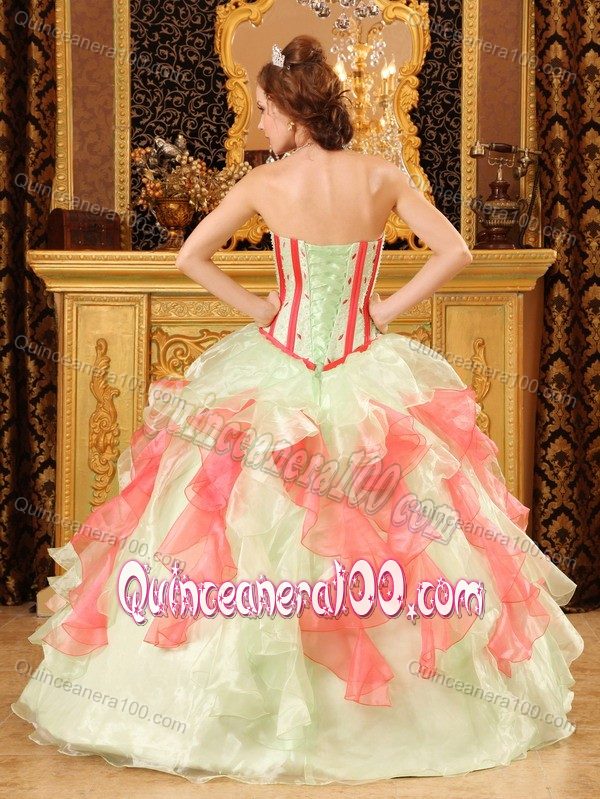 Corset Back Ruffled Multi-color Quince Dresses On Promotion