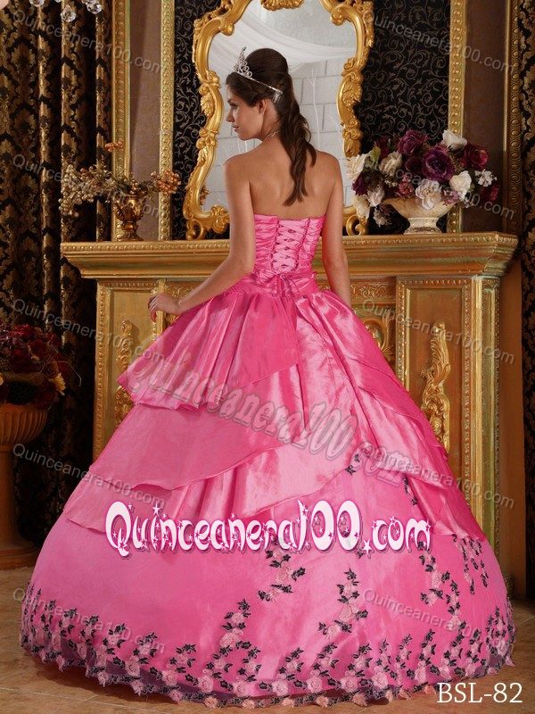 the Brand New Style Ruched Taffeta Sweet 15 Dress with Appliques