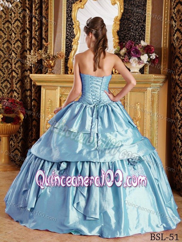 Unique Strapless Ruche and Appliques Sweet 15 Dress with Ruffles