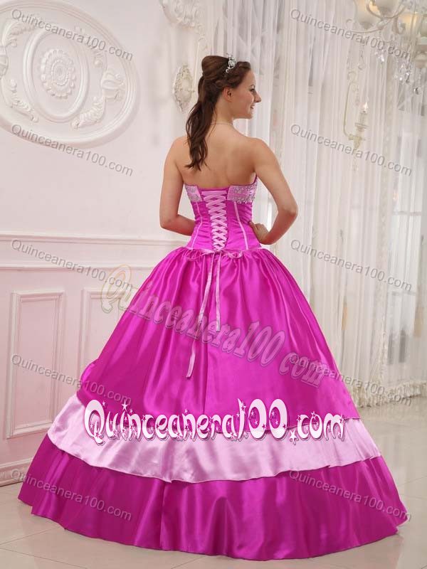 Graceful Strapless Satin Beaded Quinceanera Gowns with Bowknots