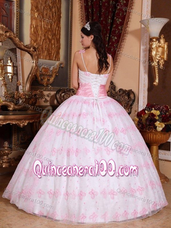 Best Spaghetti Straps Light Pink Quinceanera Party Dress with Sash