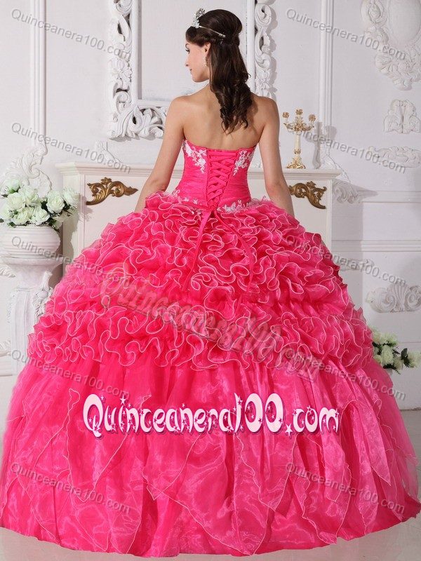 Discount Ruche Appliques Quinceanera Gown with Ruffles