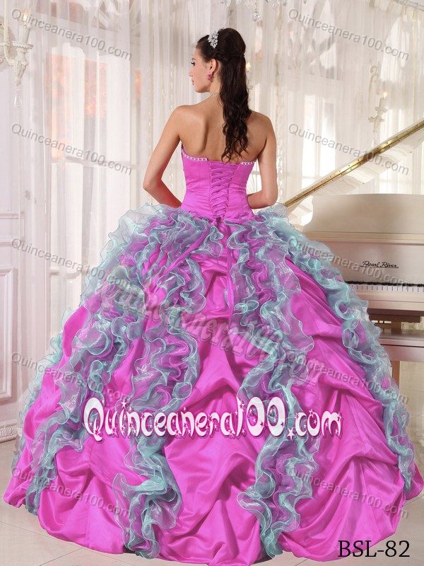 Ruffled Beading Colorful Quinceanera Dresses with Pick-ups